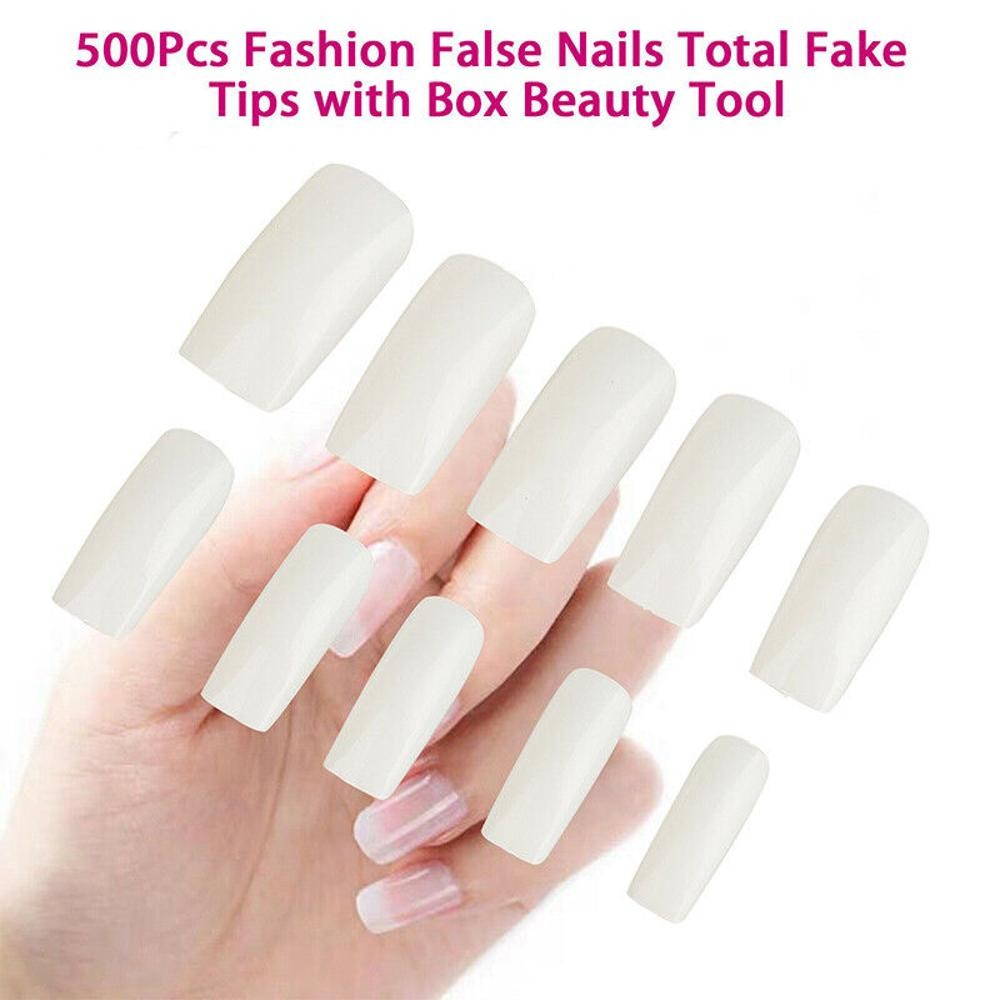 500pcs Fashion Manicure Full Cover Natural False Nails Fake Tips Tool Assortment