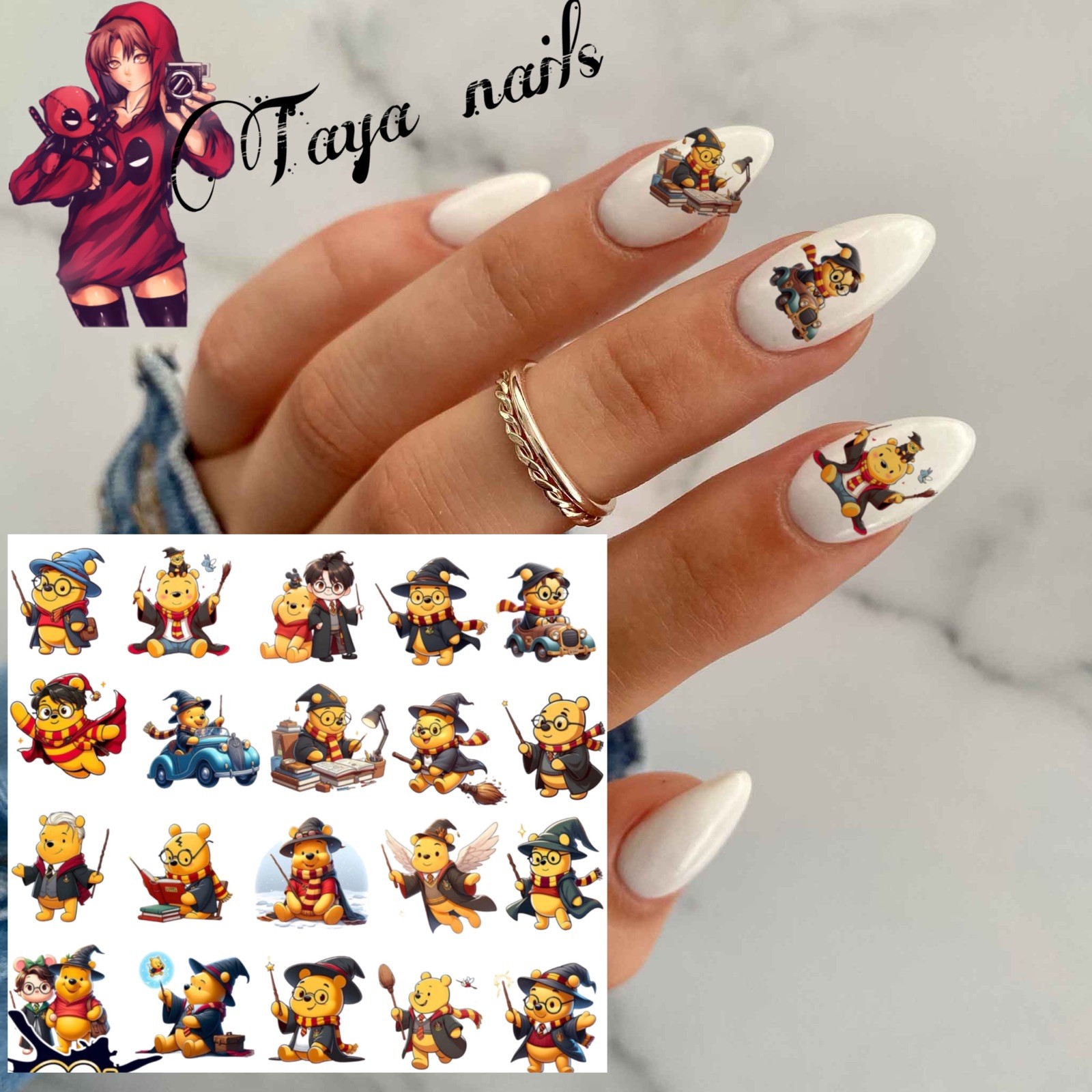 Winnie the Pooh Harry Potter Set Of 50Waterslide Nail Art Decals
