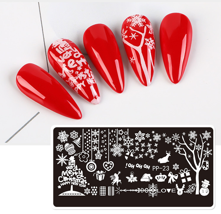 Pattern Nail Stamping Plates Flower Butterfly Snowflake Line Image Template Tool