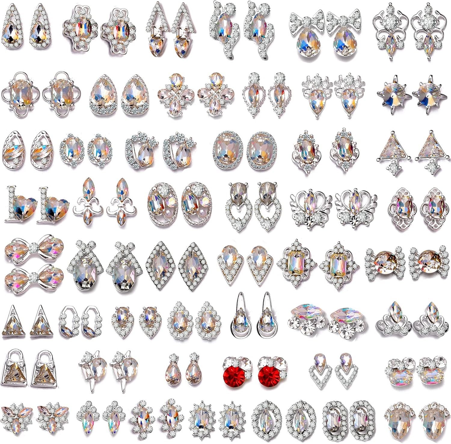 1 Pack of 50 Pcs Fusiform Gold Nail Charms Nail Art Kit 3D Nail Charms Nail Gems
