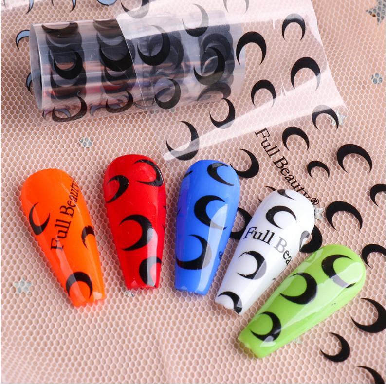 10Rolls Foil Stickers Black Moon Snake Evil Eye Nail Art Transfer Wrap Decor