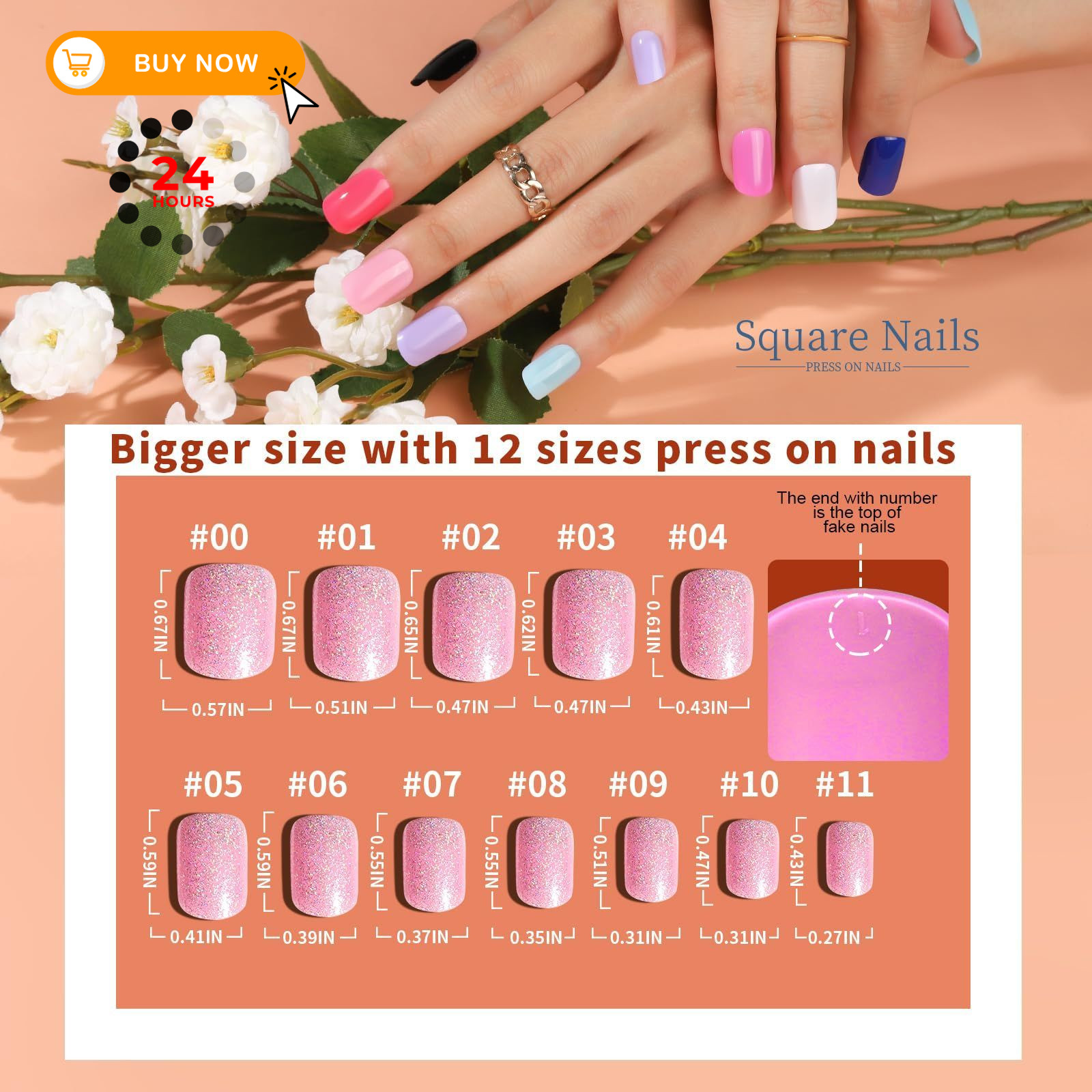 Teenitor 24Pack Short Press On Nails, short nail, matte/glossy/glitter/french