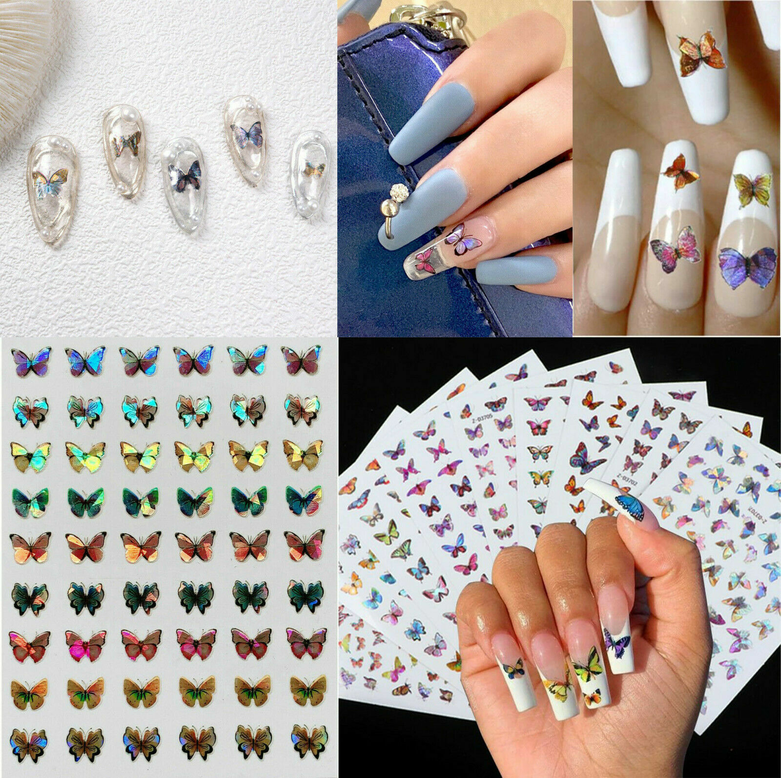 3D Nail Stickers Art Butterfly Style Decals Adhesive DIY Designs Decor US