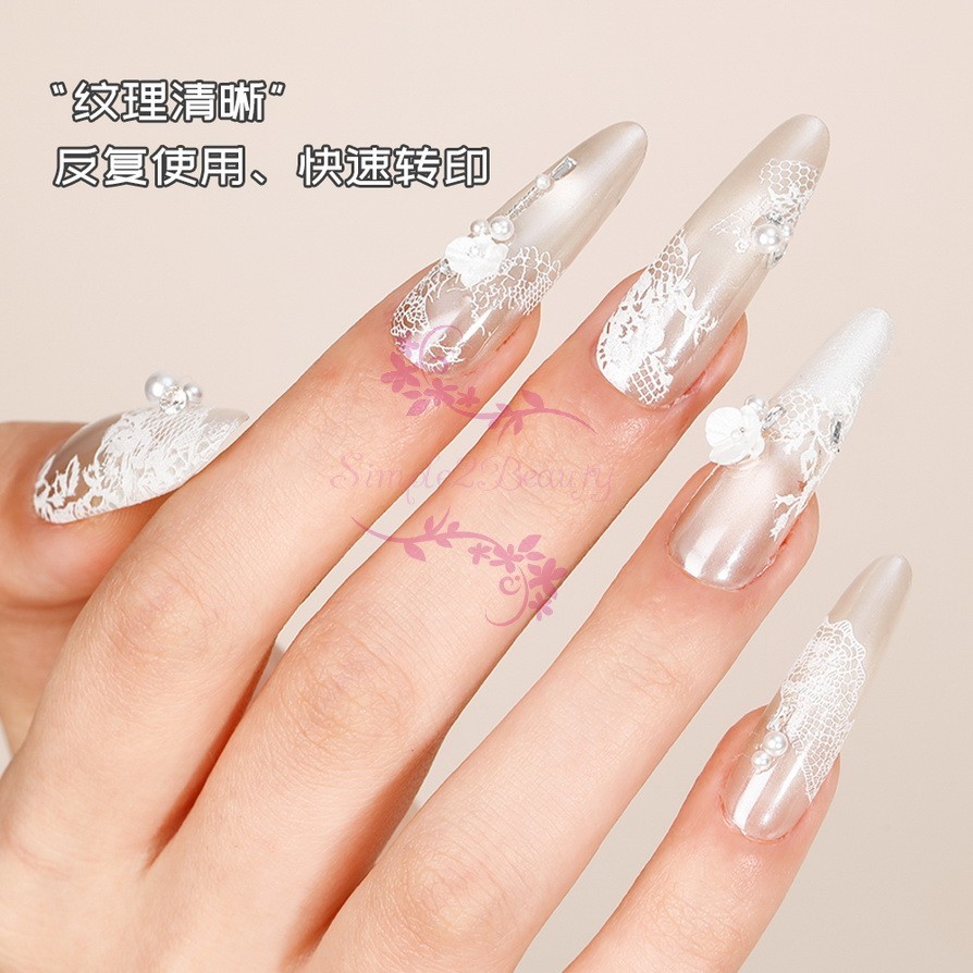 2 Style Nail Art Stamping Plate Lace Rose Tassel Floral Manicure Transfer Tool