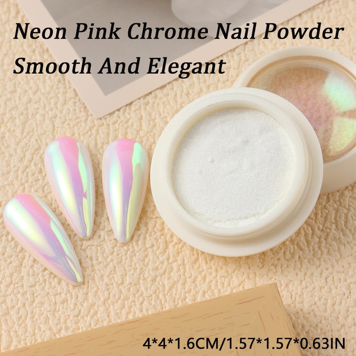 Aurora Rainbow Chrome Nail Powder Set with Pearlescent Mirror Effects & Brushes