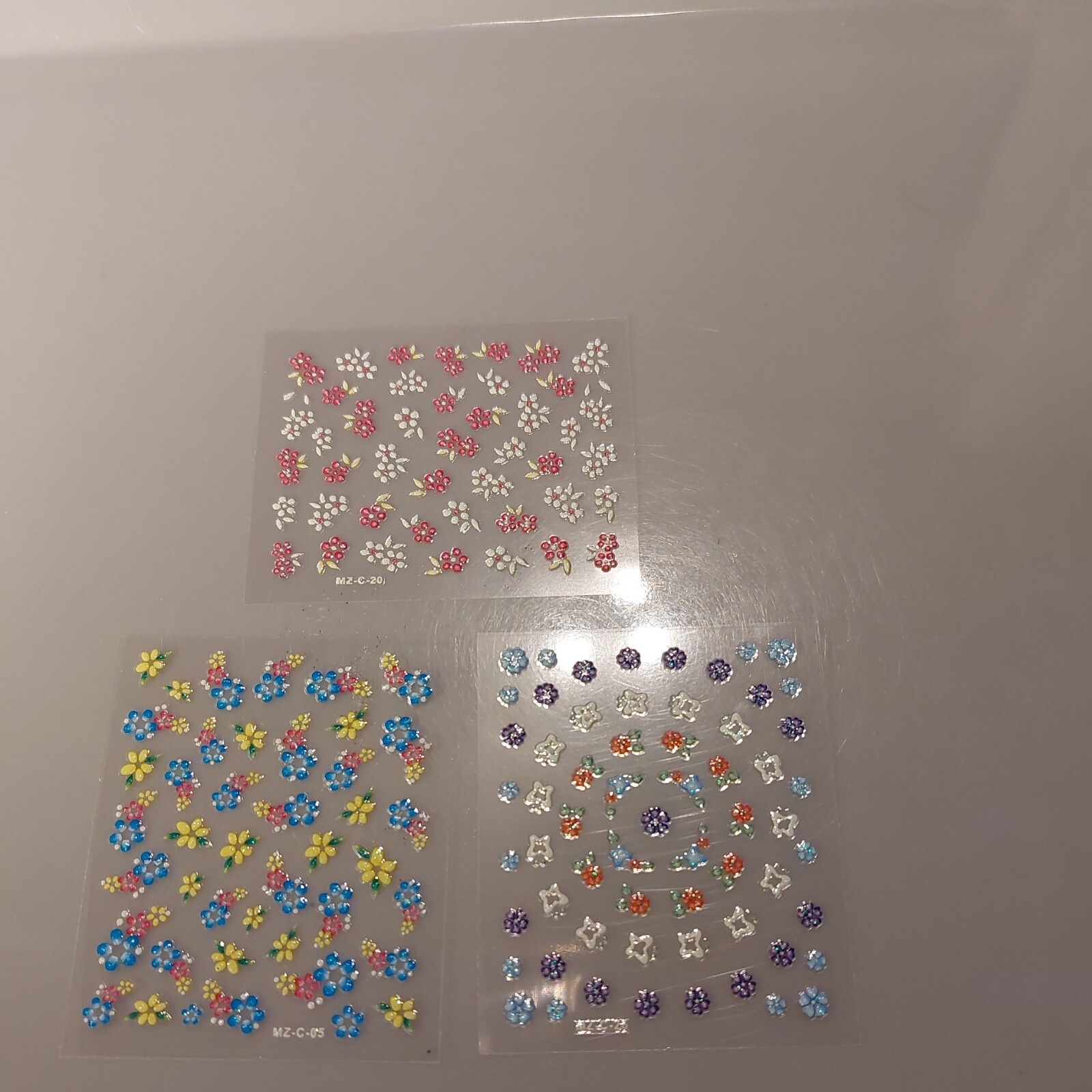 3 X Small Sheets Of Colour Nail Art Stickers (Dn381) New
