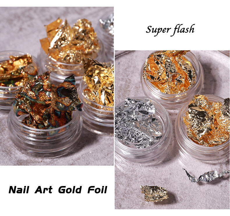 12 Pcs Nail Art Metal Foil Mixed Colors Paper 3D Sticker Flake Decal Decoration