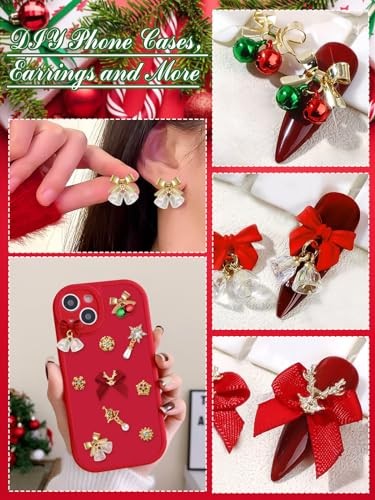 32 PCS Christmas Nail Art Charms Alloy 3D Dangle Nail Art Christmas Bell