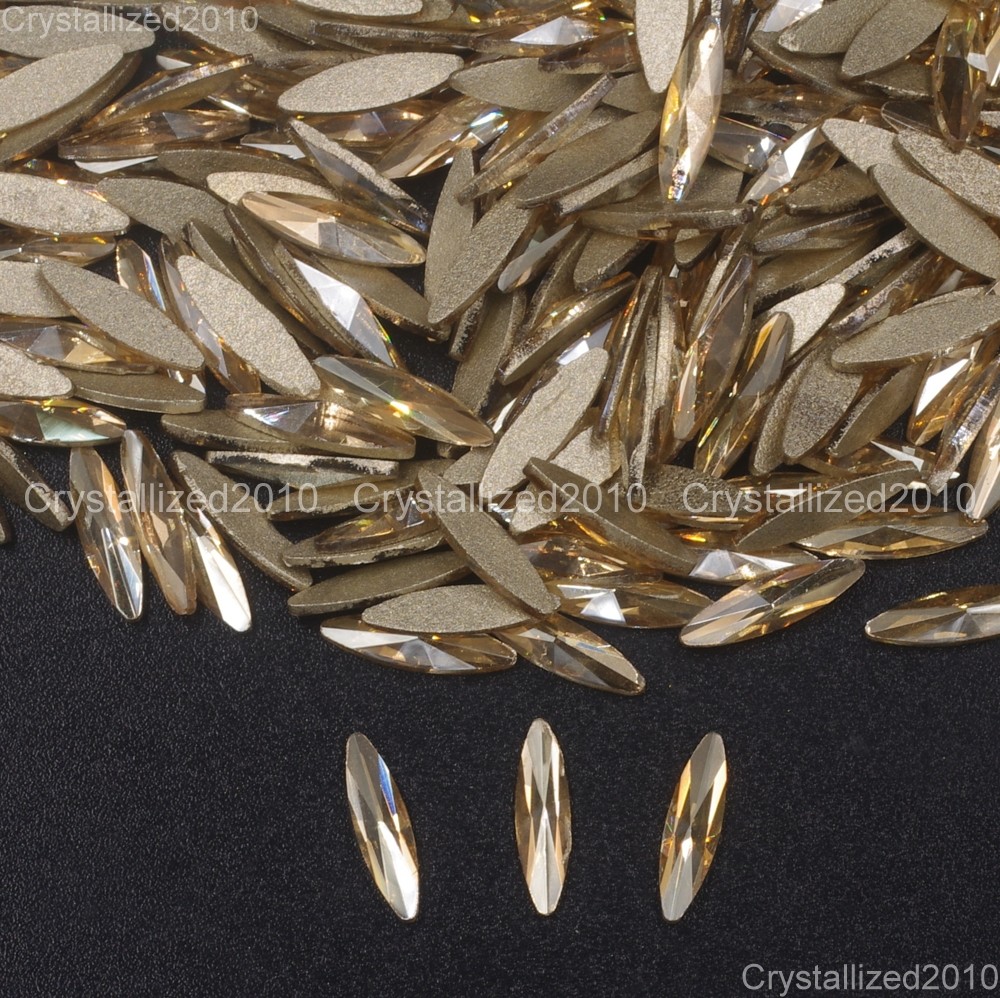Top Quality Czech Crystal Rhinestone Navette Flatback Nail Art Decoration 3x11mm