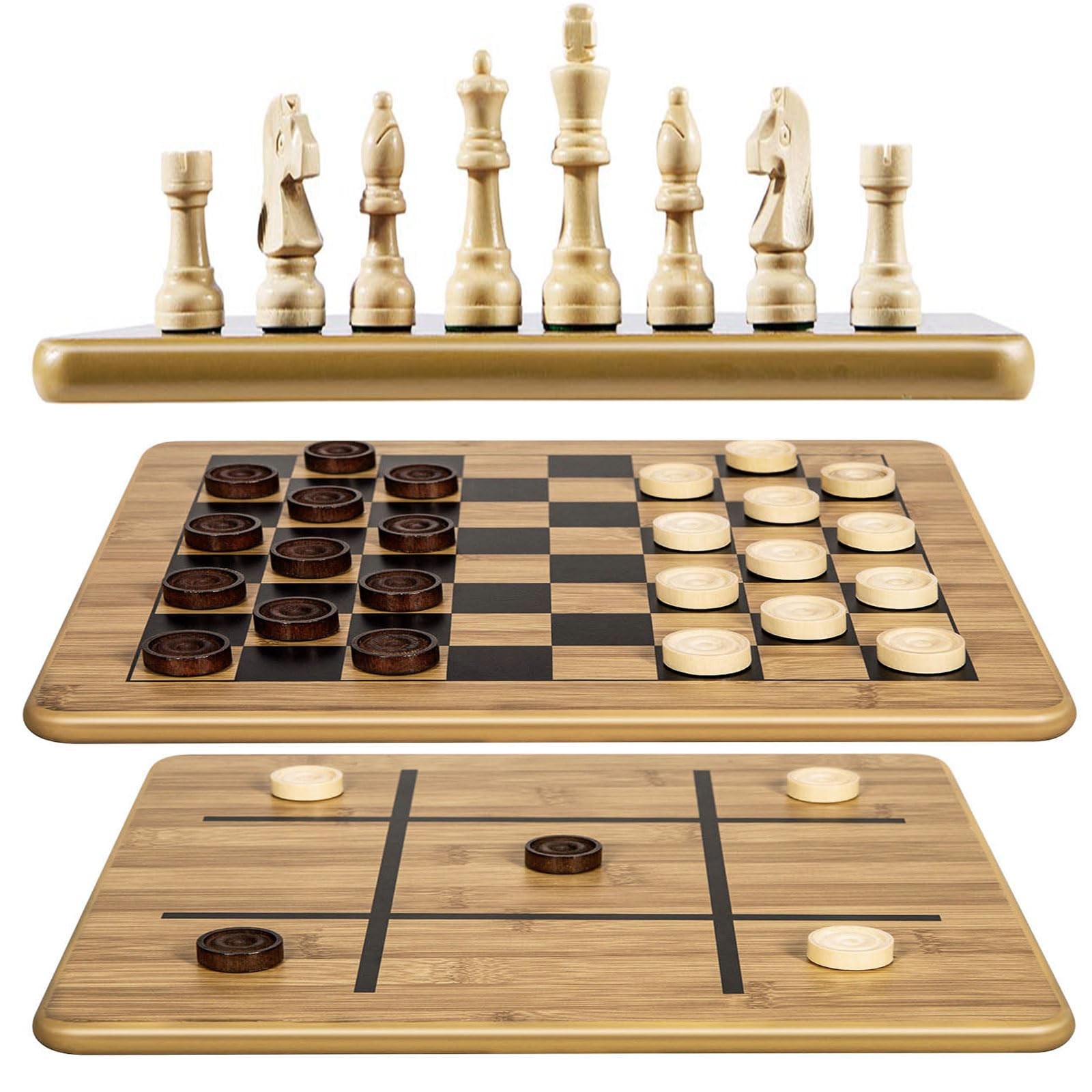 VAMSLOVE Wooden Chess Checkers 11.5 inches x x 0.5