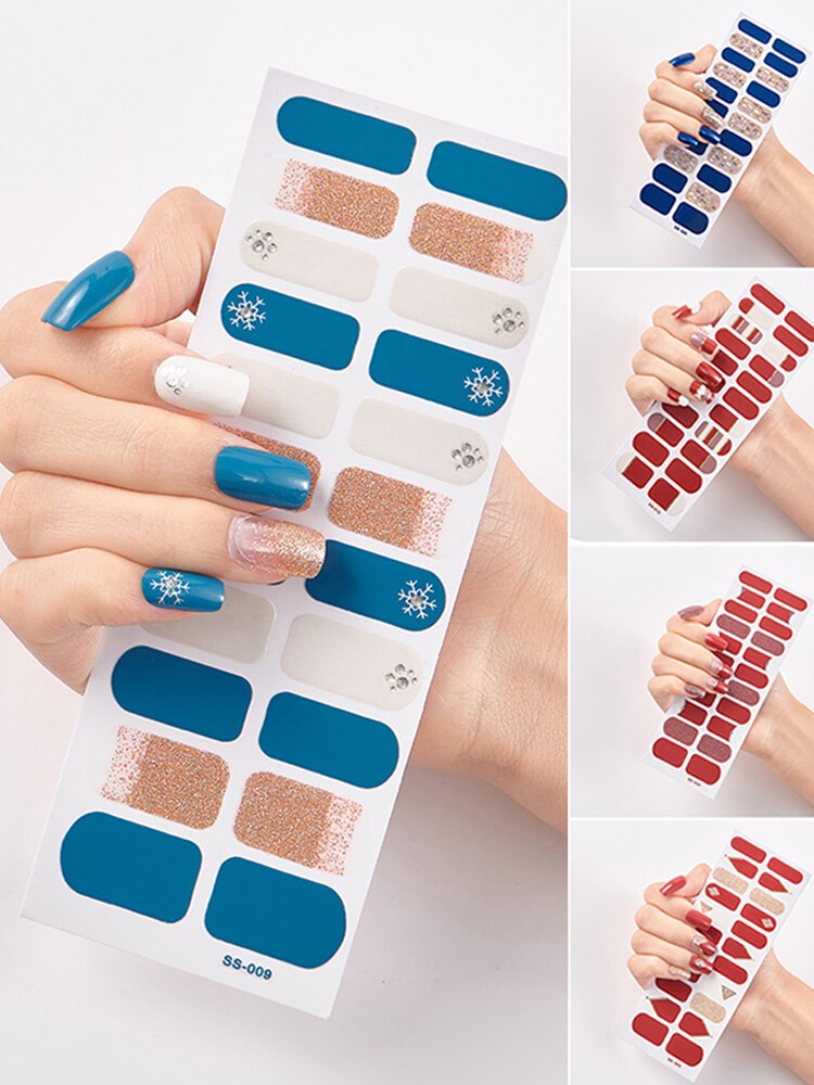 22Tips Nail Art Stickers Self-Adhesive DIY Stylish Nail Wraps Full Cover Sticker