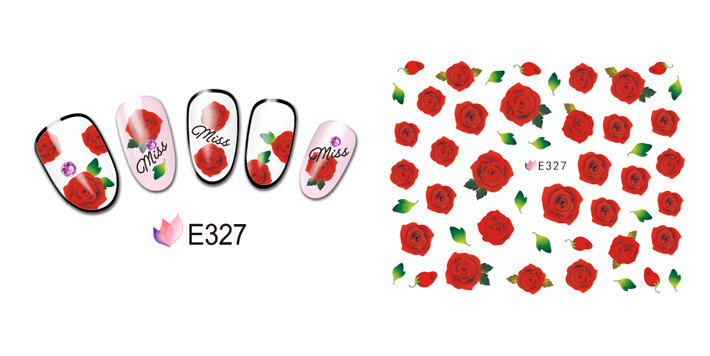 Nail Art 3D Decal Stickers Red Roses E327