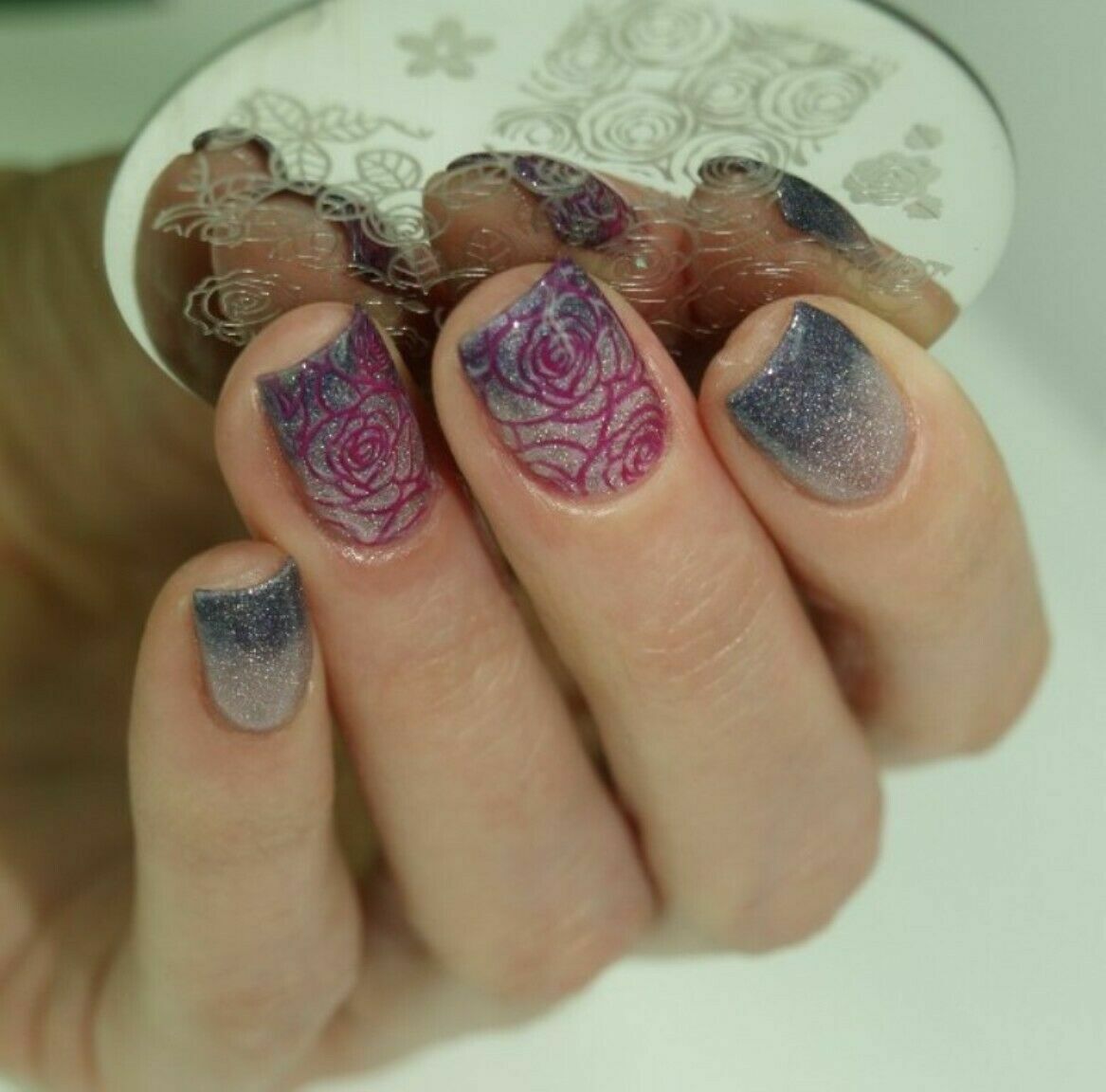 BP 73 Rose Flower Nail Art Stamping Template Image Plate Stamper Scraper Kit