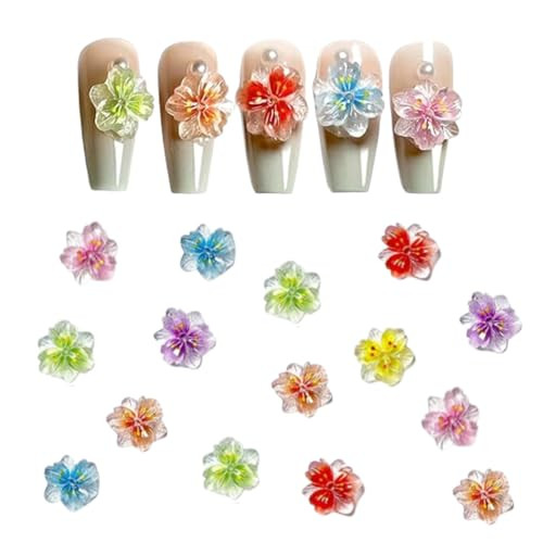 50pcs 3D Flower Nail Charms, Mixed Color Nail Art Charms, Resin Flower Petals