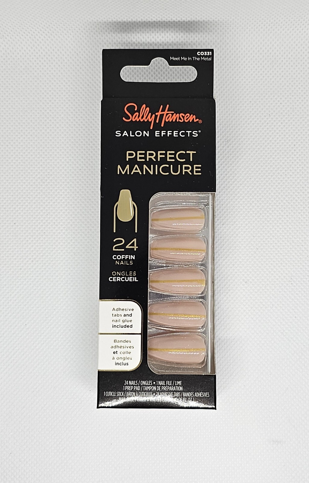 Sally Hansen Perfect Manicure Salon Effect, Meet Me in the Metal-24 Coffin Nails