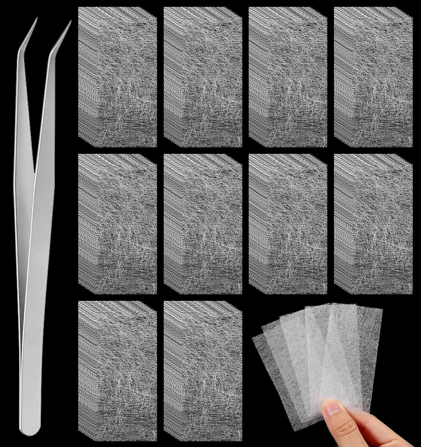 100 Pcs Silk Nail Wrap, Fiberglass Nail Extension Wrap with Tweezers