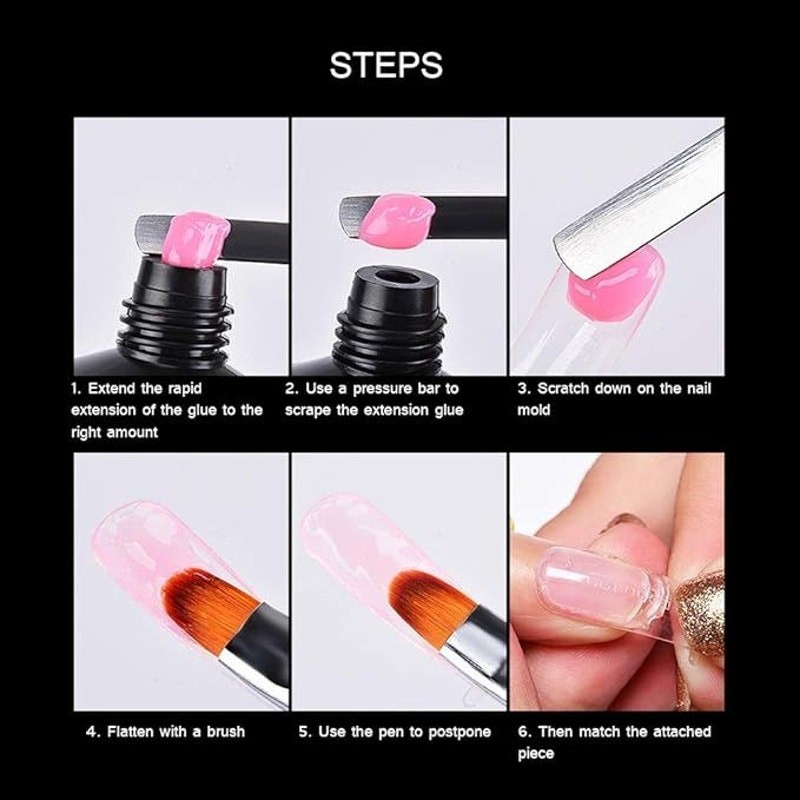3-Piece Gel Nail Art Kit | Double-End Nail Brush Pen + Nail Gel + Slip Solution