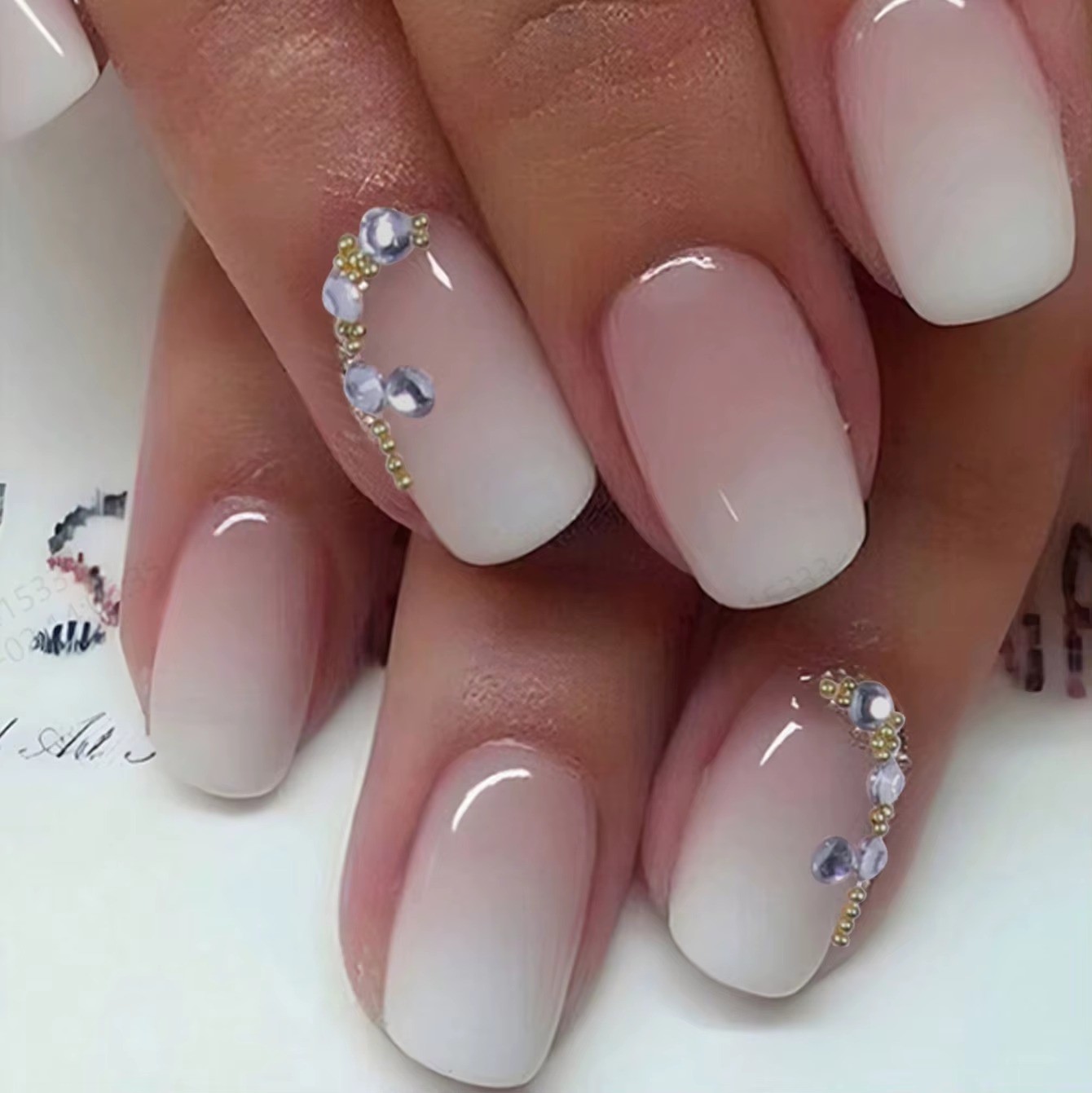 24pcs Glossy Pink Press-On Nails – Medium Square Full Cover Fake Nails