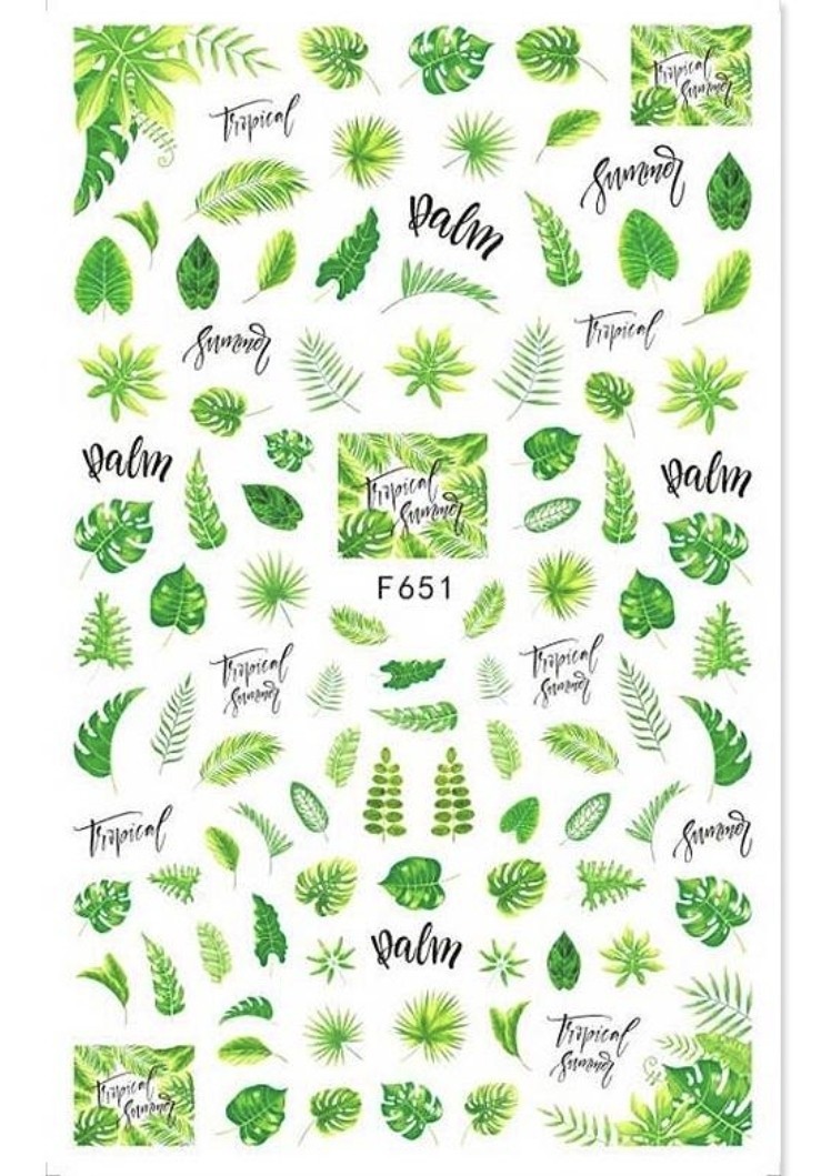 Nail Art Stickers Transfers Spring Summer Flowers Leaf ( F651 )