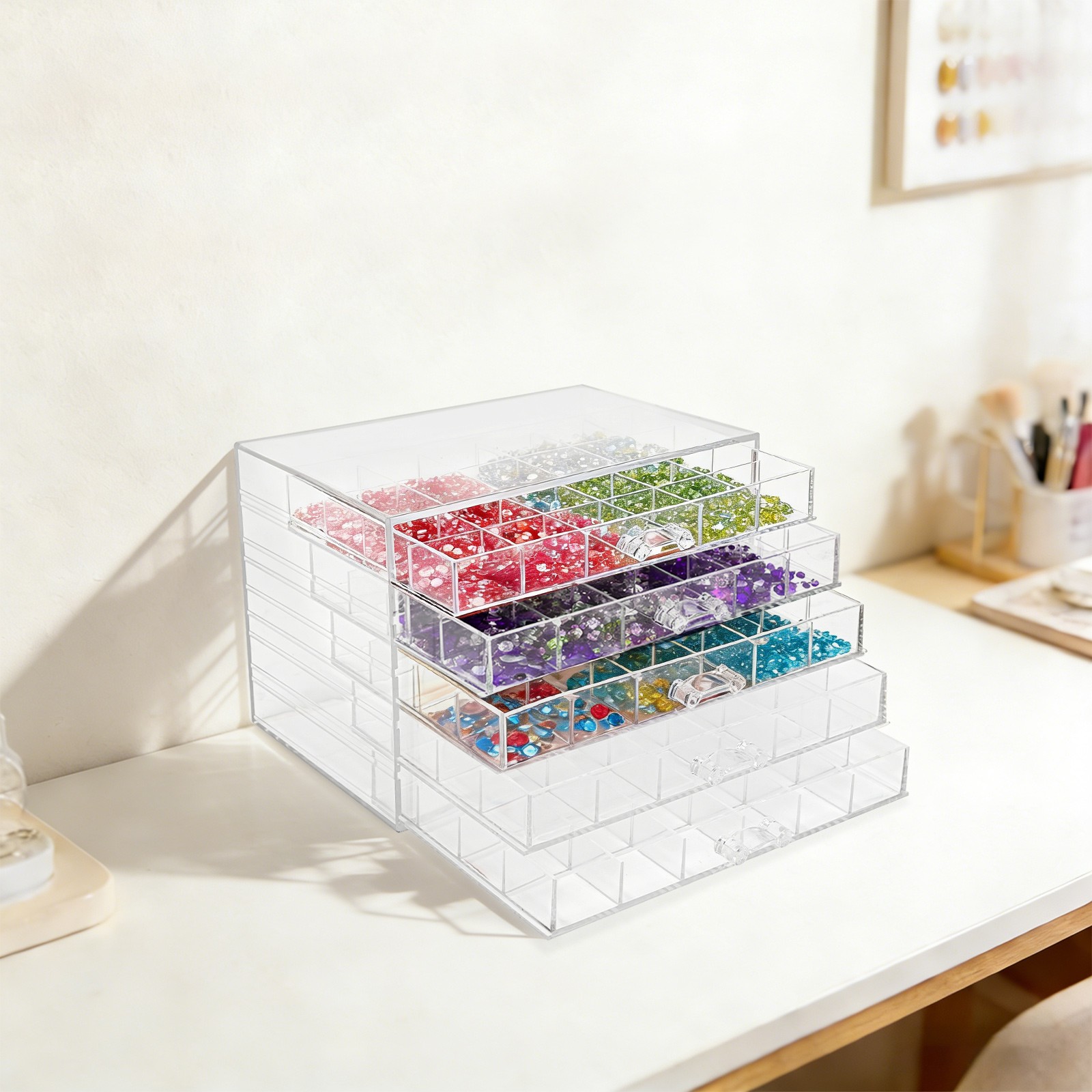 Earring Storage Box Organizer Acrylic Jewelry Storage Box Holder 5 Drawers