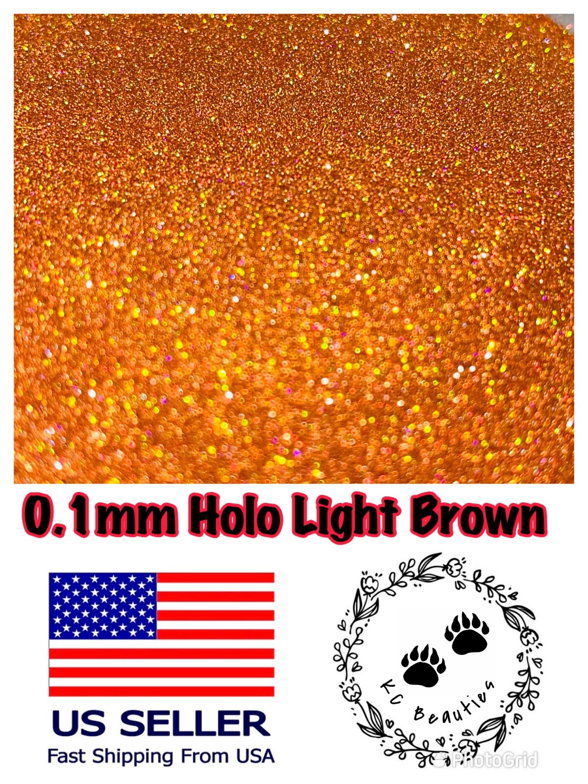 Solvent Resistant Holographic Light Brown Epoxy Resin Nail Art Tumbler 1oz 0.1mm