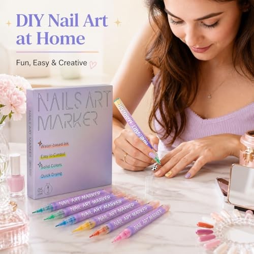DIY Graffiti Nail Art Pens, Water-Based Nail Design Markers, TYPE1:12 COLORS