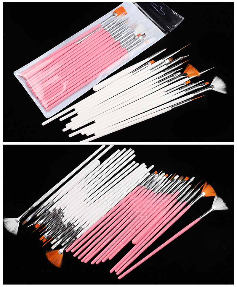 12Pcs Acrylic Nail Art Pen Tips UV Builder Gel Painting Brush Manicure Set Fast
