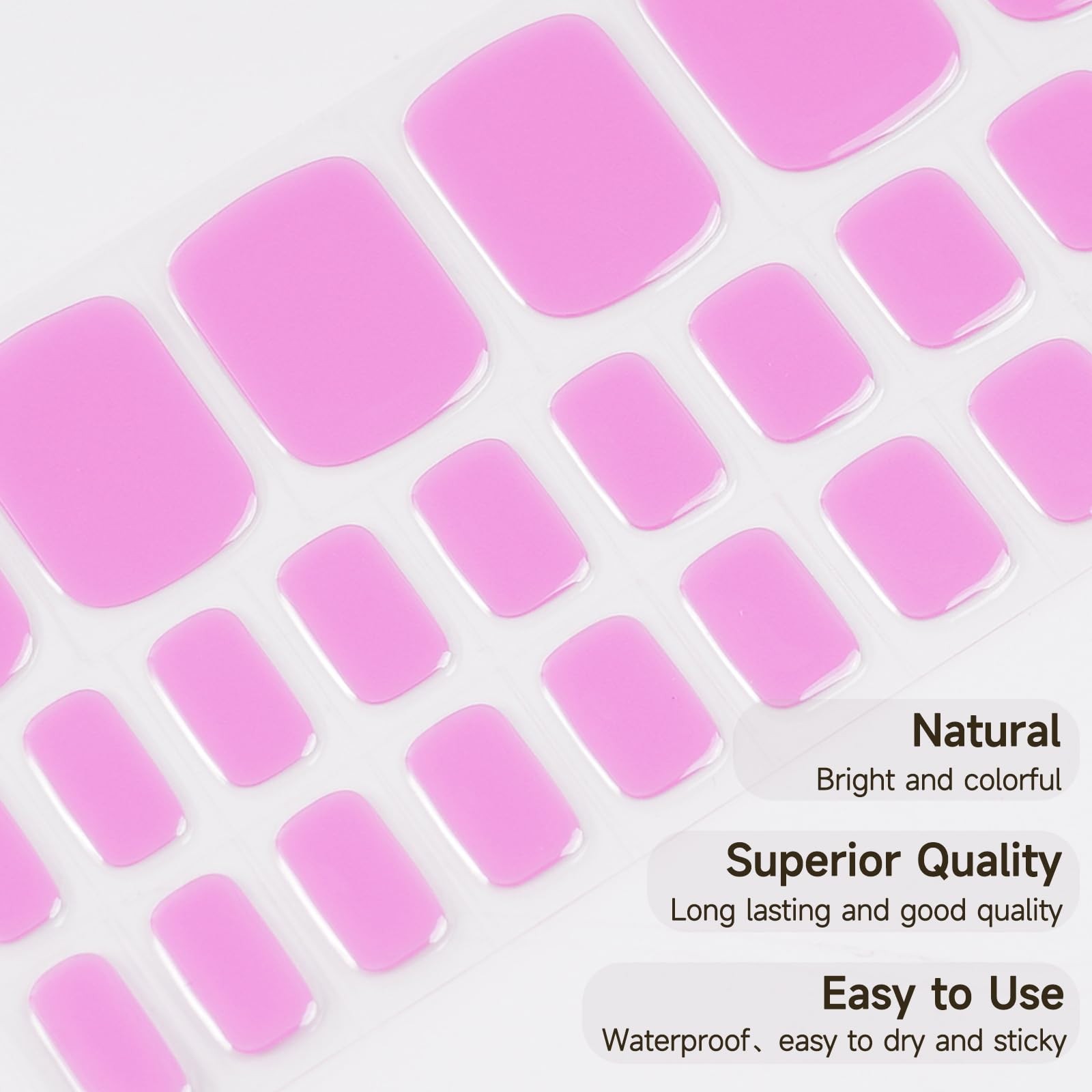 Semi Cured Pedicure Strips, Plum Jam, 32pcs Toenail Sticker