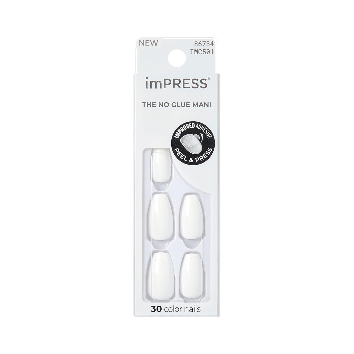 Kiss Color Press-On Nails, 30 Chip-Proof Glossy Nude, Polish-Free Manicure Set