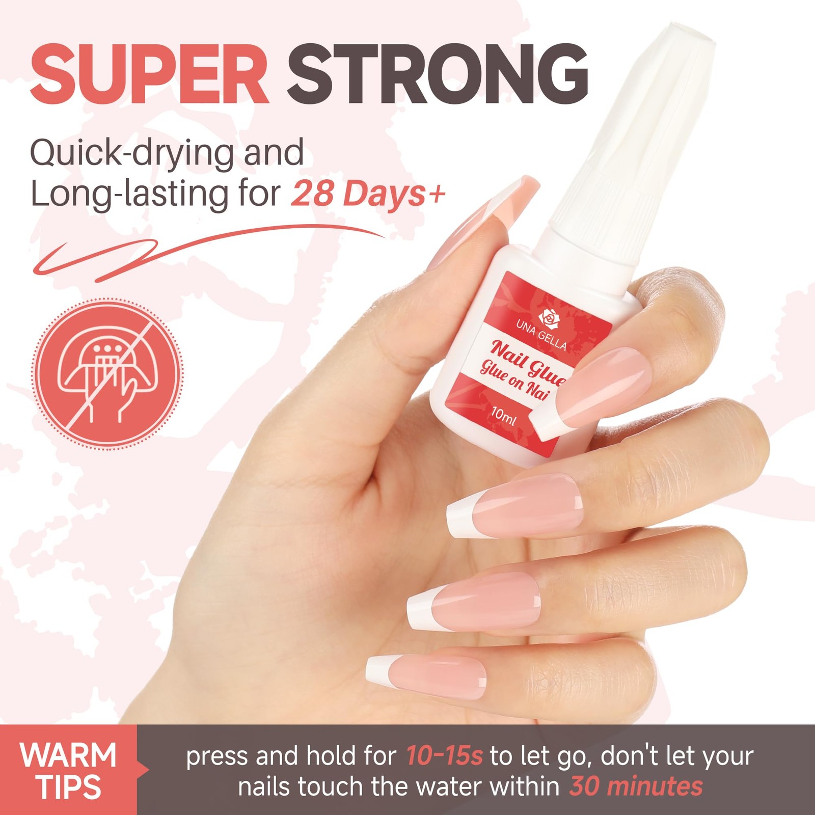 UNA GELLA Super Strong Nail Glue for Tips Acrylic Nails Press On Clear
