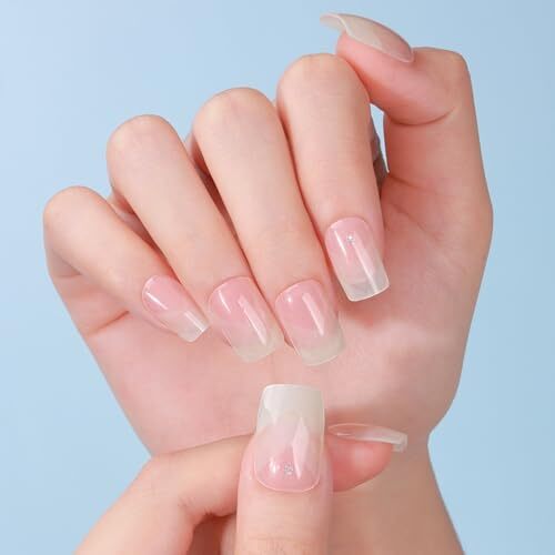 20pcs Nude Semi Cured Gel Nail Strips,Gel Nail Stickers for UV Nail Style-7