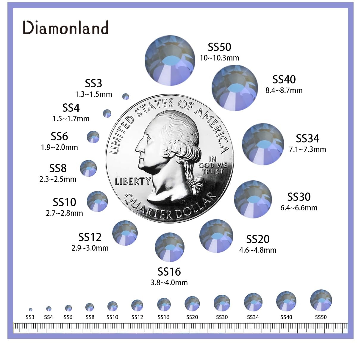 Diamonland Flatback Glass Crystal Rhinestones Rounds Gems for Bedazzling Nail…