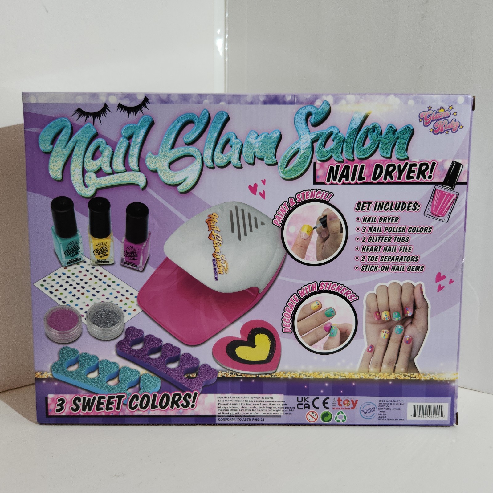Nail Polish Set for Kids, Nail Glam Salon, Emoji Pedicure and Manicure Kit, Nail