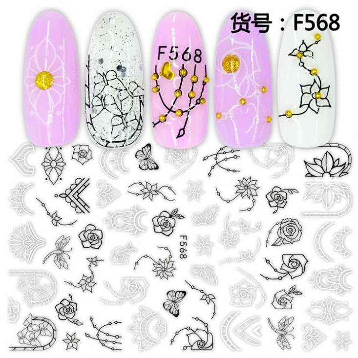 Nail Stickers Art Adhesive Decal DIY Waterproof 3D Butterfly Heart Letters NS3