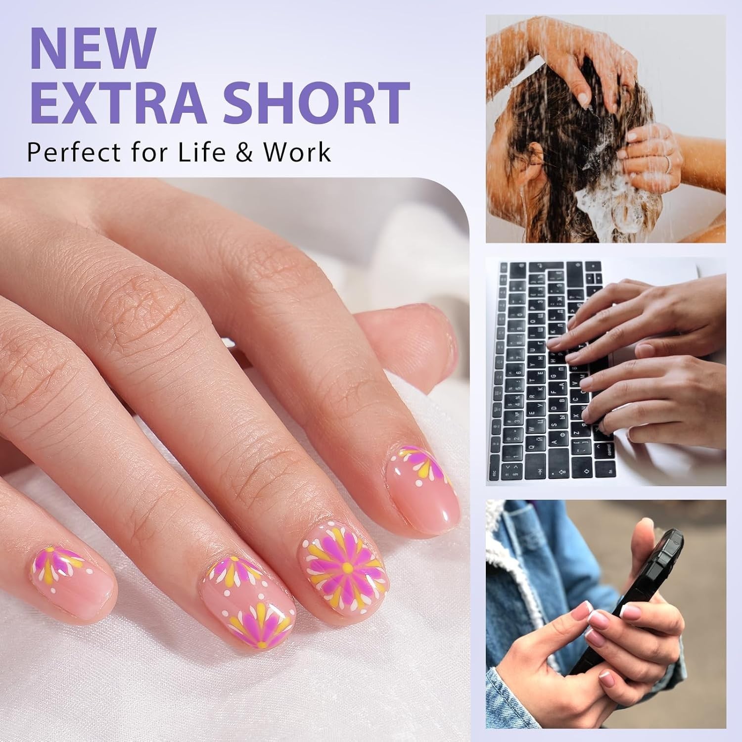 Clear Extra Short Squoval Nail Tips – 300 Full Cover Gel Enhancements for DIY