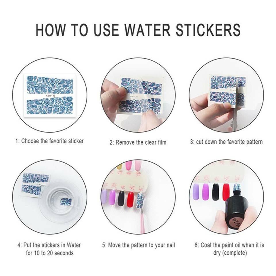 Flowers Animals Water Transfer Nail Art Sticker Decal Decoration DIY Manicure