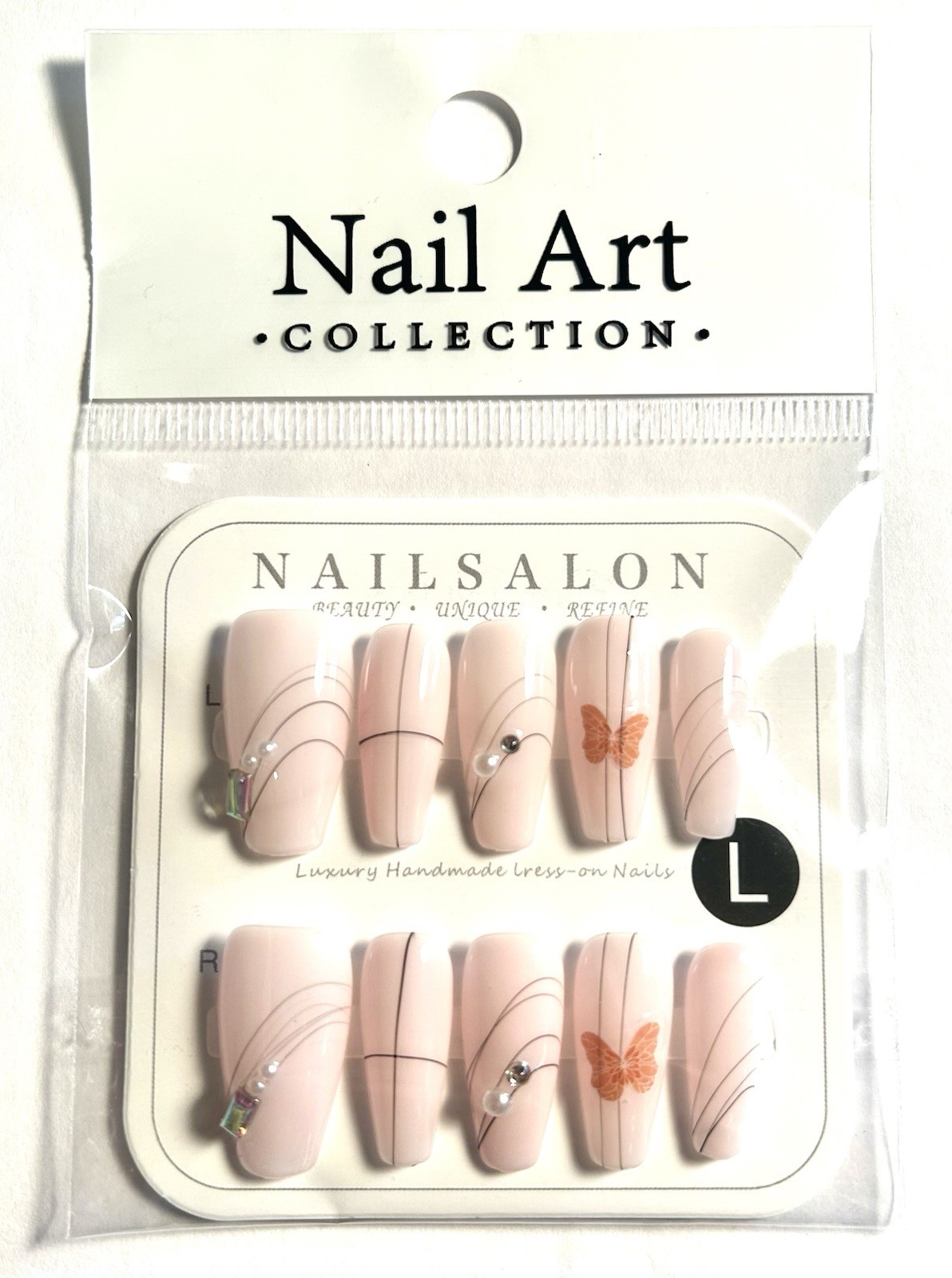 Custom Nail Art Acrylic Handmade Press On Nails Sz L w/ FREE Prep Kit pljb NEW!