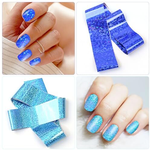 10 Rolls Mix-Design Blue Nail Foils Nail Art Transfer Foils Blue Series
