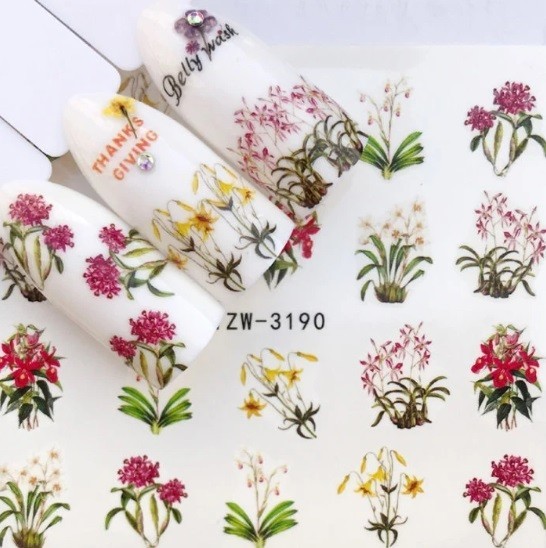 Flower, Floral Nail Art Water Decals DIY Nail Wraps.(Group 2)