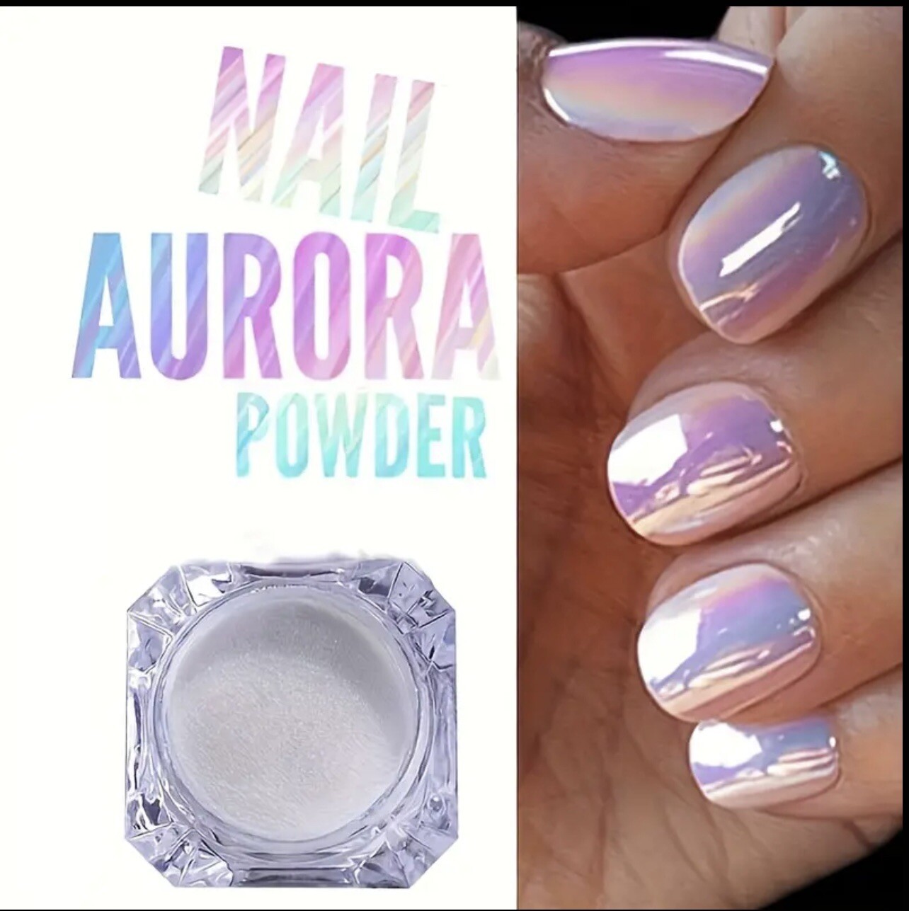AURORA NAIL POWDER Mirror Effect CHROME Nail Art Mermaid Rainbow AB **BOGOF**