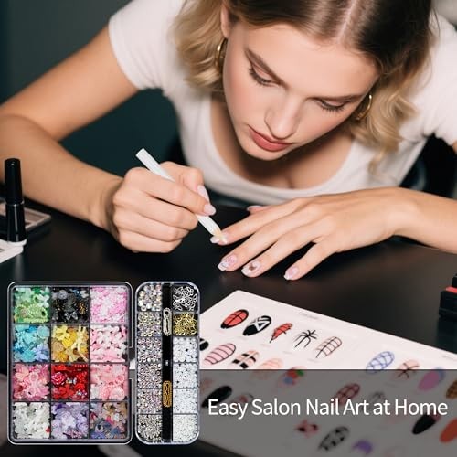 Nail Art Studs Kit, 2 boxes Multicolor 3D Charms Flower Butterfly multicolor