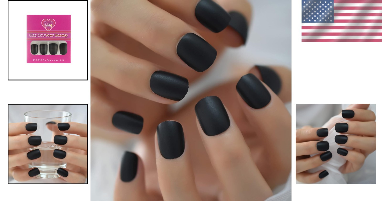 Trendy 24 Pack Black Fake Gel Nails – Full Cover Round Design for Daily Glam