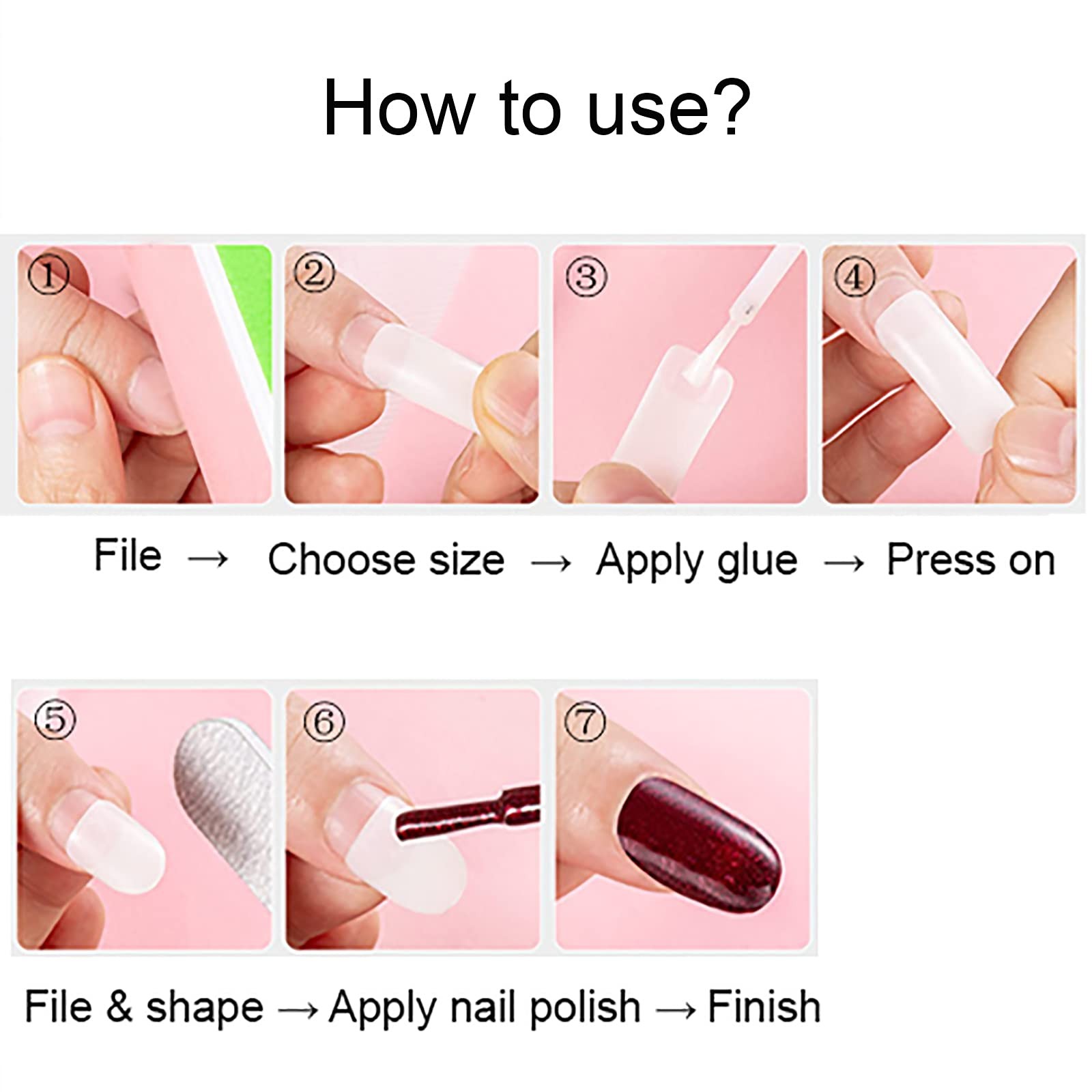 Square Nail Tips Half Cover 500Pcs Clear Acrylic Nails French Short False Nai…