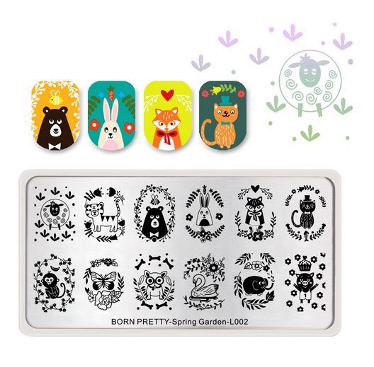 UK Shipping! BORN PRETTY Animal Bear Wolf Swan Stamping plate Spring Garden L002