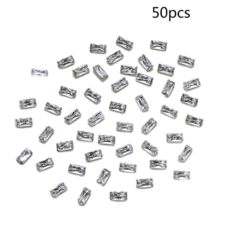 50pcs Rectangle Pointed Bottom Rhinestones Personalize Your Decor