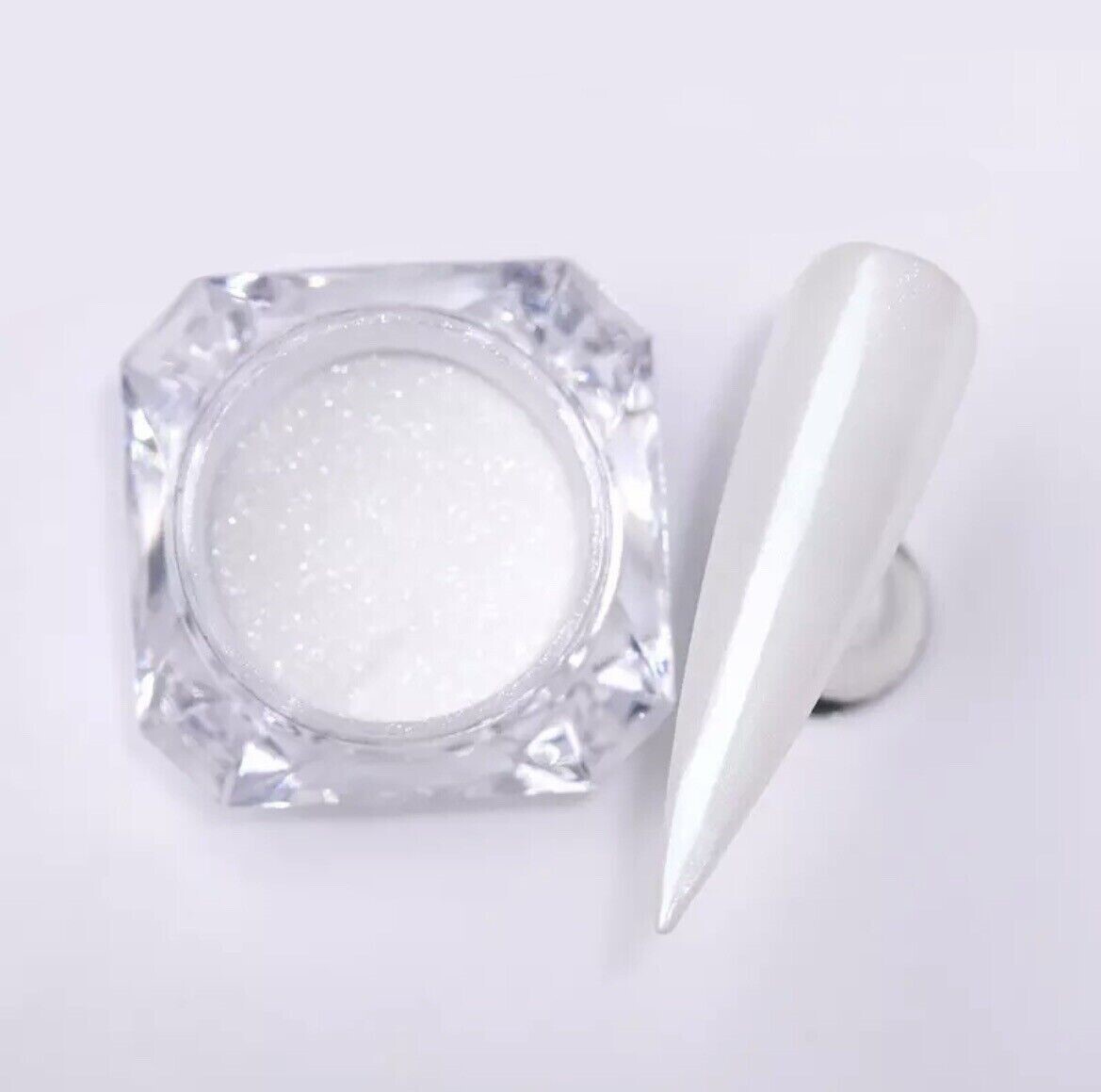 WHITE CHROME POWDER Pigment Pearl Nails Nail Art Crystal Shiny Dust Glazed Donut
