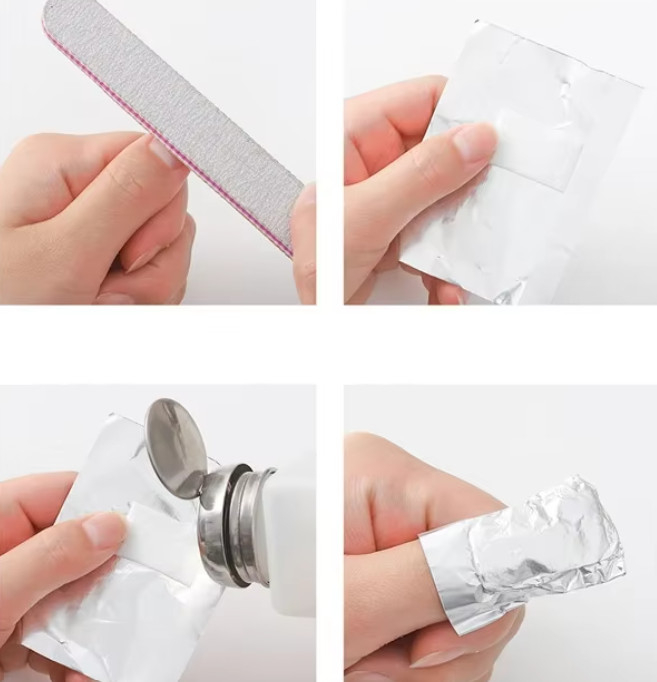 100Pcs Bag Aluminium Foil Nail Art Soak Off Polish Nail Removal Wraps Towel Gel