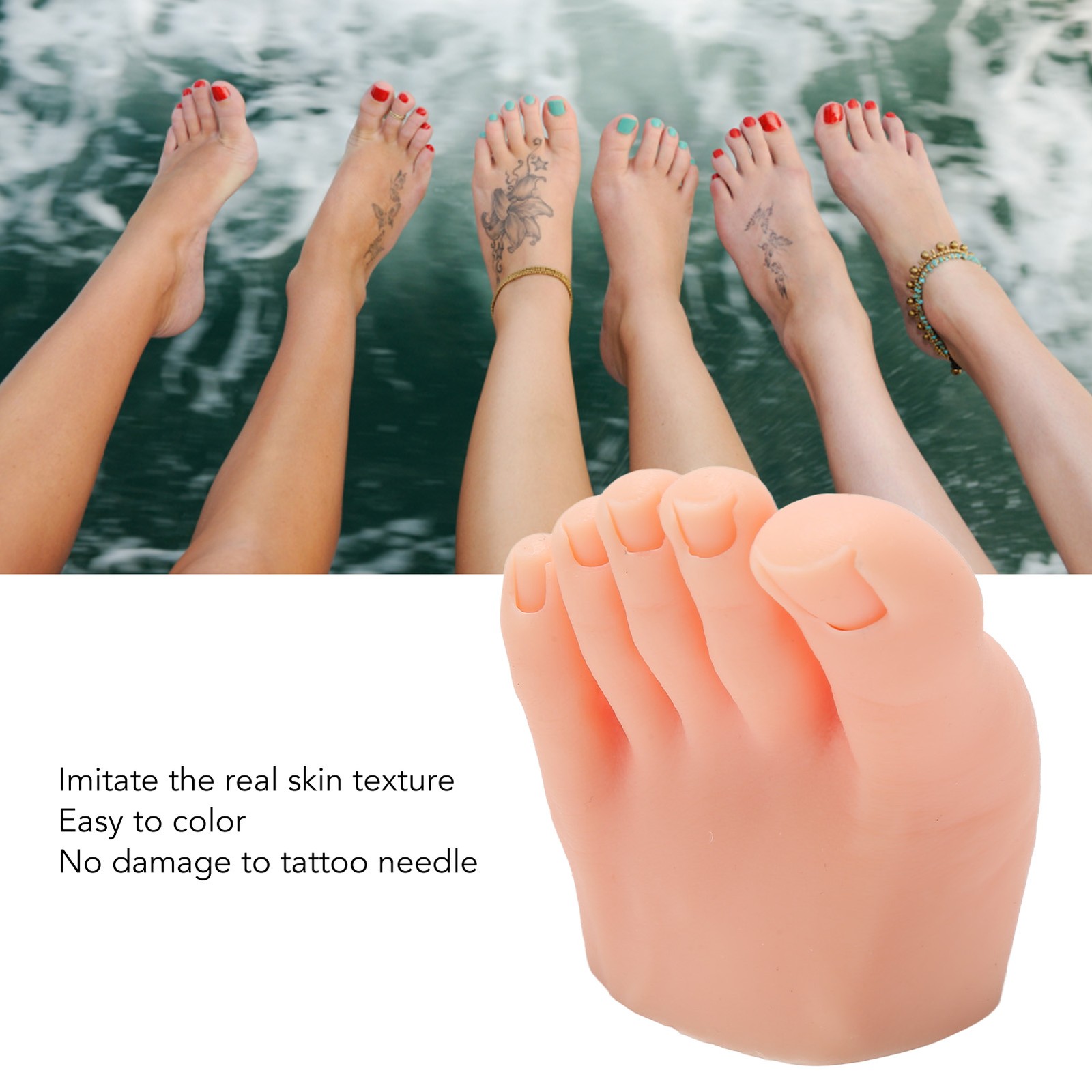 ›Nails Art Training Display Fake Half Foot Model Light Skin Color Tattoo