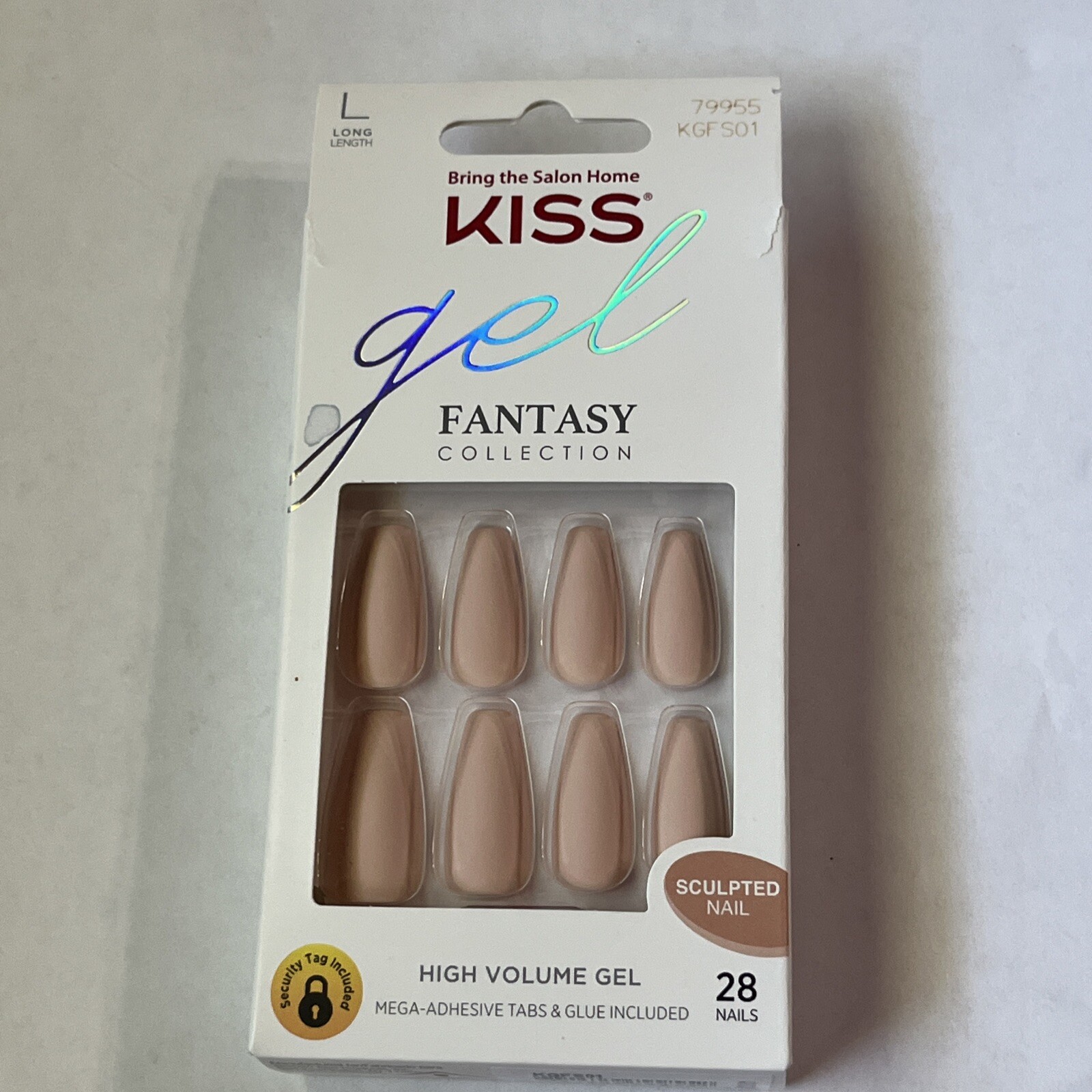 KISS Gel Fantasy Collection Sculpted Long Nails, Nude, #79955 KGFS01