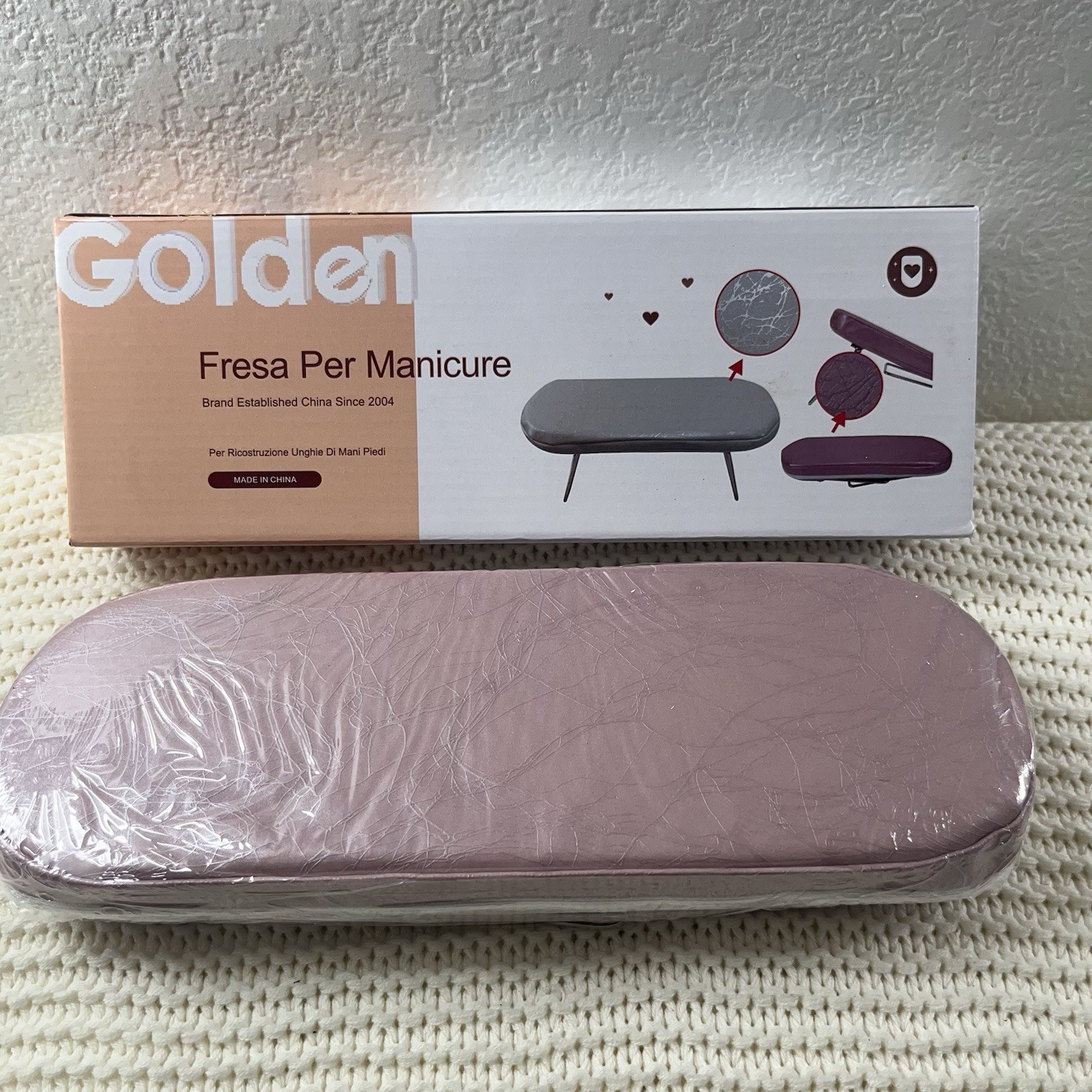 Foldable Manicure Pillow hand Rest Stand Pink PU Leather